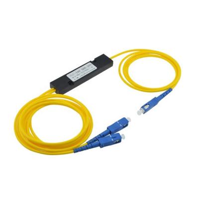 China Telecommunication Equipment Coupler Plastic Box Ftb 1x2 Fiber Optic Splitter 13*10*2.5(cm) for sale