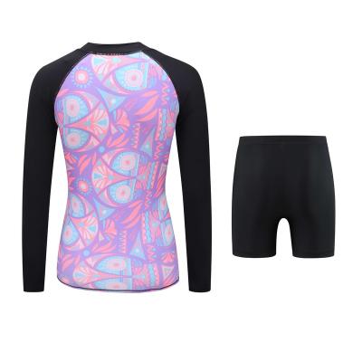 China Hot Sale Anti-UV Nylon Spandex Long Sleeve Womens Skin Wetsuit Printed Soft Surf Retro for sale