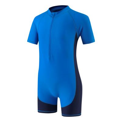 China Waterproof Kids Swimwear Boys Swimsuit Boys Short Sleeve Wetsuit Zipper Swimsuit for sale