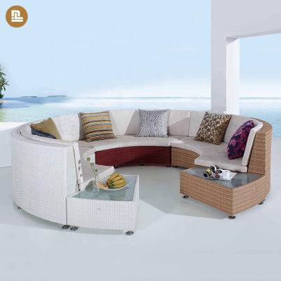 China New Garden Style Aluminum Outdoor Garden Furniture Rattan Round Curved Sofa Set for sale