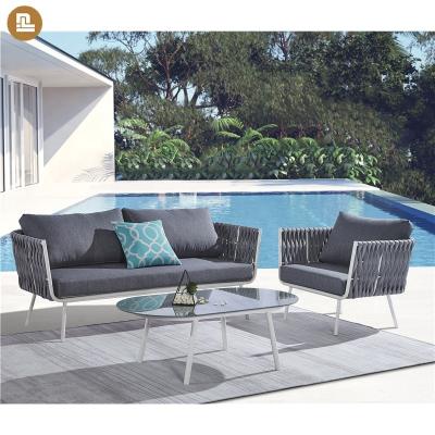 China Hot Wicker Sofa Rope Sofa Loveseat Outdoor Garden Furniture Rattan Set for sale