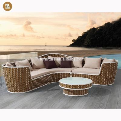 China Modern Outdoor Wicker Garden Curved Garden Rattan Furniture Sofa Patio Sofa for sale