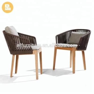 China Garden New Design Wood Frame Outdoor Rope Dining Chair for sale