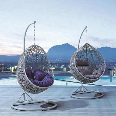 China Outdoor Garden Patio Egg Swing Chair Rattan Wicker Hanging Chair With Stand for sale