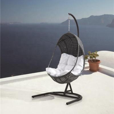 China Outdoor Patio Wicker Balcony Rattan Garden Single Seat Swing Egg Hanging Chair with Stand for sale