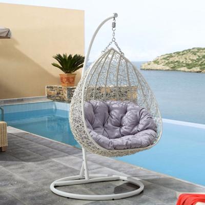 China Modern Outdoor Garden Furniture Rattan Wicker Eggs Hanging Garden Swing Chair With Stand for sale