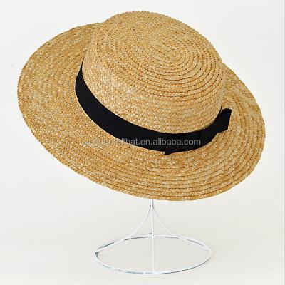 China breathable & Waterproof Wheat Braid Straw Sun Beach Hats, Flat Brim Lady Paper Wide Straw Hat for sale