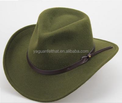 China breathable & 100% Waterproof Wool Felt Cowboy Hat with Leather Band for sale