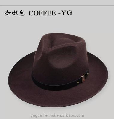 China breathable & Waterproof Blend Navy Blue With Wooden Edge 2017 Fashion Wool Felt Fedora Hats for sale