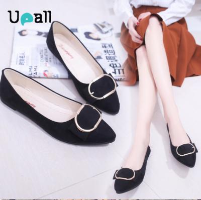 China Hot Sale UP-0157J Square Toe Flat Office Ladies Leather Shoes With 41 Large Size for sale