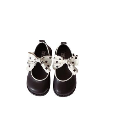 China UP-1107D Children's Flat Korean Shoes Autumn Girls Dot Bowknot Slip On Shoes for sale