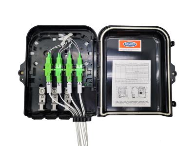 China IP65 Glasfaser Splitter Box 3In 8Out Optical Distribution Box Außen 1 8 Schwarz ungeschnittenes Drop Kabel Port zu verkaufen