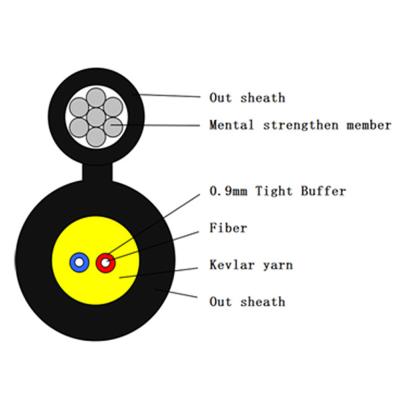 China Faser Figure-8 zu den Hauptluft-Kernen des FTTH-Transceiverkabel-2 mit 7*0.33mm Boten Wire zu verkaufen