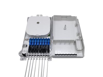 China Indoor IP54 Wall Mounted White FTTH Fiber Optic Cable Termination Box Mini Compact 8 Cores SC Adapter for sale