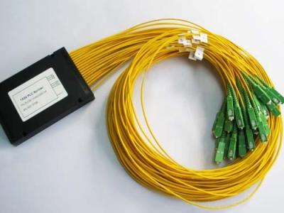 China LAN / WAN Mini Module Fiber Optic PLC Splitter blockless 0.9mm with SC / UPC Connector for sale