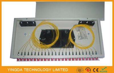 China FC Rack Mount Single Mode Fiber Optic Patch Panel 24 Port  , ODF Patch Panel White Metal for sale