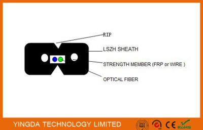 Cina Acciaio a fibra ottica G657A2 LSZH del cavo di distribuzione del cavo flessibile dell'interno di FTTH FRP in vendita