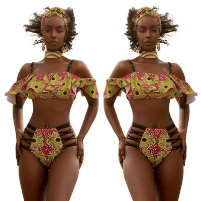 China 2021 New breathable Yihao Africa style women highwaist digital sexy printed bikini for sale