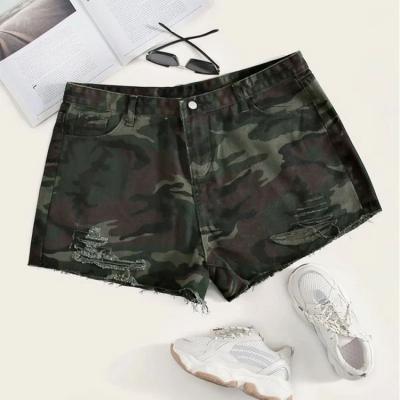 China Wholesale new fashion camouflage QUICK DRY women ripped sexy mini girls plus size shorts super stretchy jeans for sale