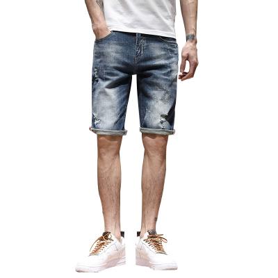 China 2021 summer new style men's jeans denim simple casual loose ripped straight shorts pants for sale