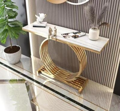 China Modern high quality gold marble console table for hallway living room home bedroom for sale