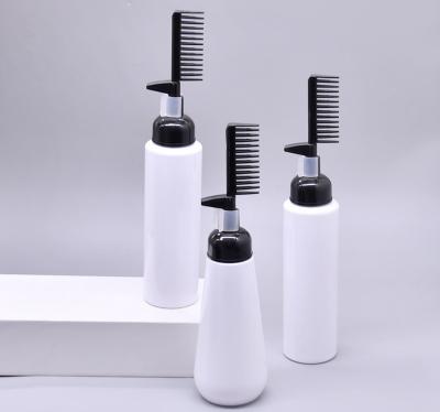 China Recyclable High Quality Custom Empty Plastic Hair Dye Coloring Brush Bottle Hair Oil Bottle With Comb for sale