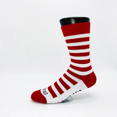 China Viable Good Quality Combed Comfortable Casual Cotton Socks Stars And White Red Stripes Socks for sale