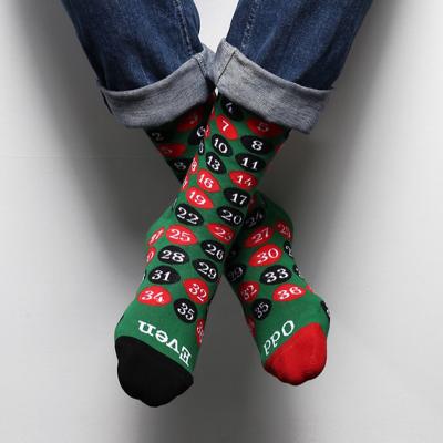 China Viable High Quality Fancy Mid Calf Casual Socks Custom Design Mens Cotton Dress Socks for sale