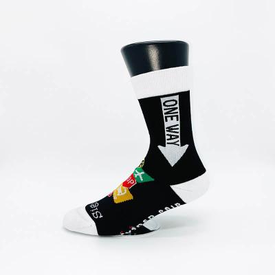 China Sustainable Personalized Men Women Cotton Socks Customized Road Signs Daily Wear Socks for sale