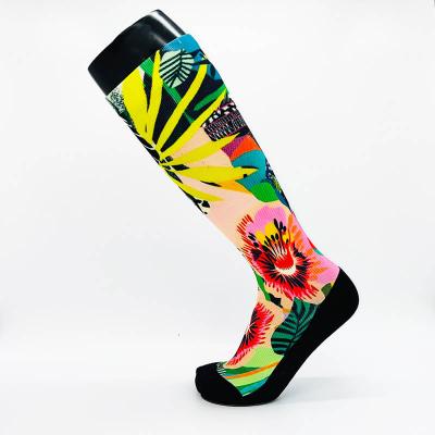 China Breathable 360 ​​Sublimation Printed Compression Socks Custom Design Men Women 20-30 mmHg Knee High Sports Socks for sale