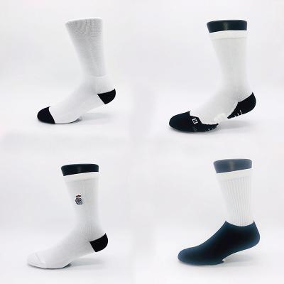 China Sporty Style White Polyester Sports Full Length Crew Sublimation Empty Socks for sale