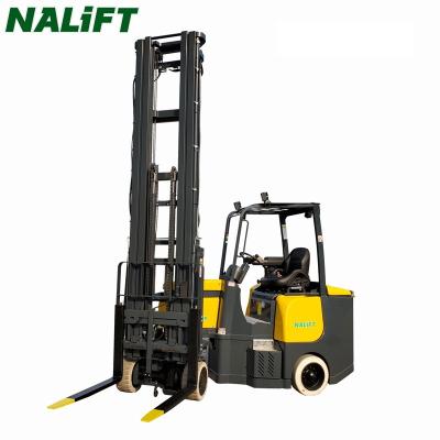 China Hotels 2.5tonns electric forklift machine 3 step mast lifter 2.5 ton battery forklift with closed cabin solid tire for sale