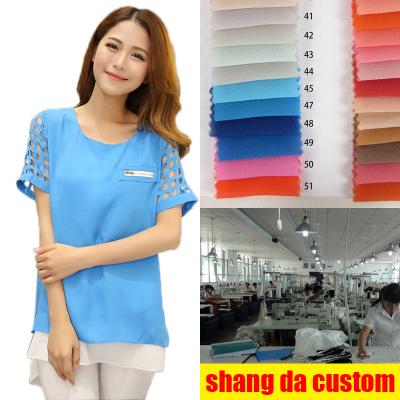 China Anti-wrinkle the new summer popular Korean dress is thin and short-sleeved T-shirt hollow chiffon shirt tops for sale