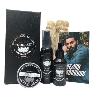 China Moisturize Wash Balm Oil Wholesale Organic Growth Beards Grooming Private Label Beard Care Kit Beard Kit For Men for sale