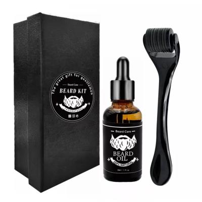 China Beard Growth Men Beard Care Grooming Kit Set Derma Roller Beard Growth Oil Product Best For Growing Beard for sale