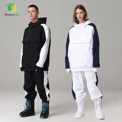 China 2021 Latest Men's Breathable Women's Two-Piece Customized High Collar Waterproof 8000mm Ski Jackets Ski Wear Suits for sale