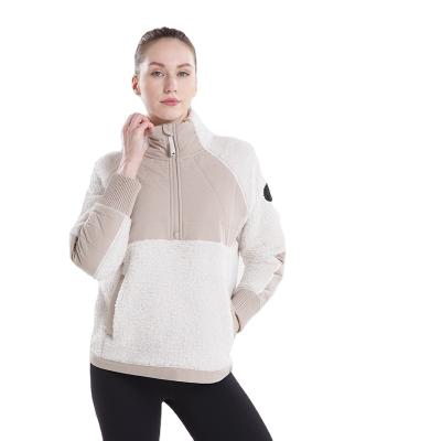 China 2021 QUICK DRY Casual Ladies Half Zipper Sports Fashion Warm Cotton Jacket for sale