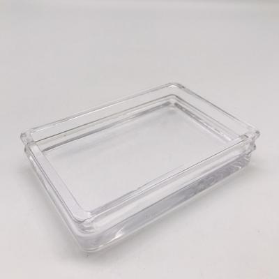 China Sustainable Glass Shower Toilet Room Soap Dish Bath Beware Clear Countertop Soap Box Soap Tray Rectangular Shape for sale