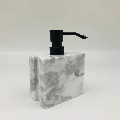 China Viable White Marble Bathroom Accessories 3pcs Set Include Tray 2022 Soap Dispenser Toothbrush Holder Marble Accessories New Design for sale