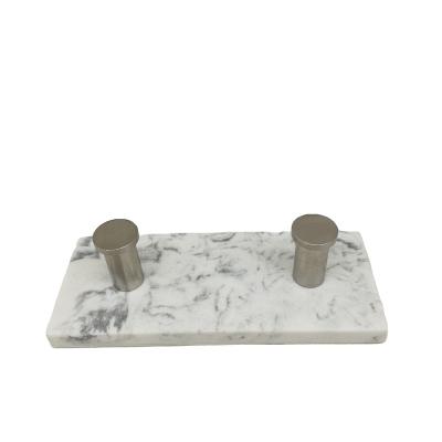 China Sustainable marble look storage double hook for bathroom bedroom entryway, simple design with back sticker to hold everything for sale