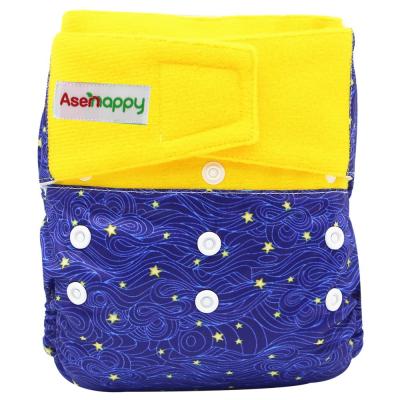 China Asenappy Cartoon Baby AI2 Cloth Diapers Hook Loop Baby Cloth Printed Eco-Friendly Diaper for sale