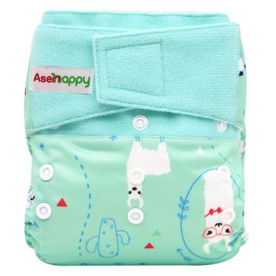 China Reusable And Washable Asenappy Hook Loop Baby Diaper Printed Diaper Cloth Aio PUL Cloth Diaper Cloth for sale