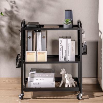 China OTY01-1 3-Tier Multifunctional Steel Shelf Storage Rolling Cart with DIY Pegboard Baskets Hooks Removable Serving Cart Organizer for Home Office for sale