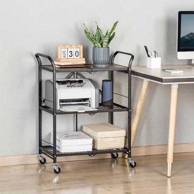 China FFR-04 Multifunctional 3 Layer Heavy Duty Folding Steel Shelving Unit with Movable MDF Board Storage Cart Shelf Rack with Casters for sale