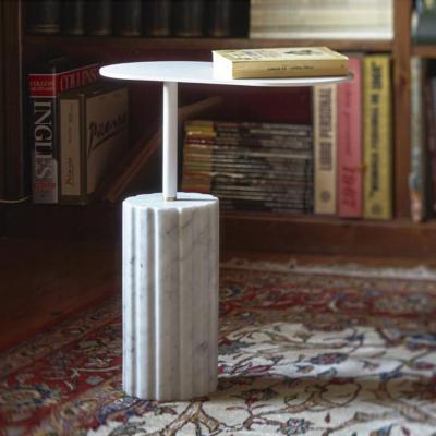 China Small round side tables modern wholesale modern side tables marble base stone furniture living room metal wrought iron metal top side table for sale