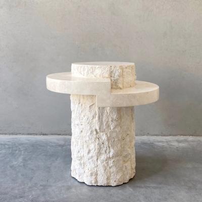 China European Luxury Modern Design Small Split Stone Living Room Travertine Side Table for sale