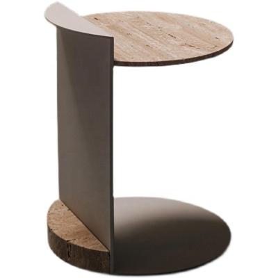 China Nordic modern living room iron modern coffee table metal simple and creative round marble side table for sale