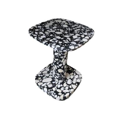 China Black and White Minimalist Living Room Furniture Modern Design Round Lid Terrazzo Side Table Terrazzo Side Table for sale