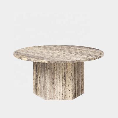 China New Nordic modern minimalist natural stone living room coffee table style round cover travertine coffee table for sale