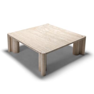 China Modern Design Italian Natural Stone Living Room Square Travertine Coffee Table for sale